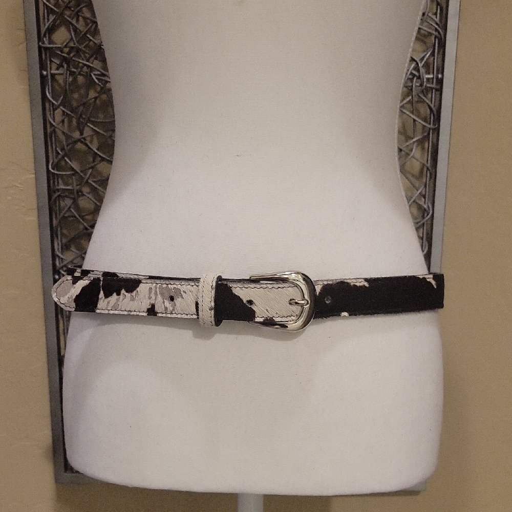 1 " Calf Hair Women's Belt with Silver Buckle - Picture 1 of 5
